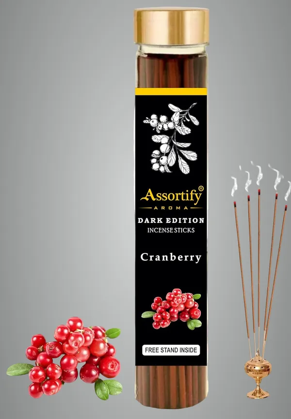 Cranberry_Incense_Sticks_Boxnatural_Ingredients100Gm_Jar_Packaging_Less_Smoke