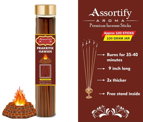 Prakritik_Hawan_Incense_Sticks_Boxnatural_Ingredients100Gm_Jar_Packaging_Less_Smoke
