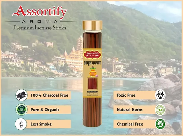 Amrat_Kalash_Incense_Sticks_Boxnatural_Ingredients100Gm_Jar_Packaging_Less_Smoke