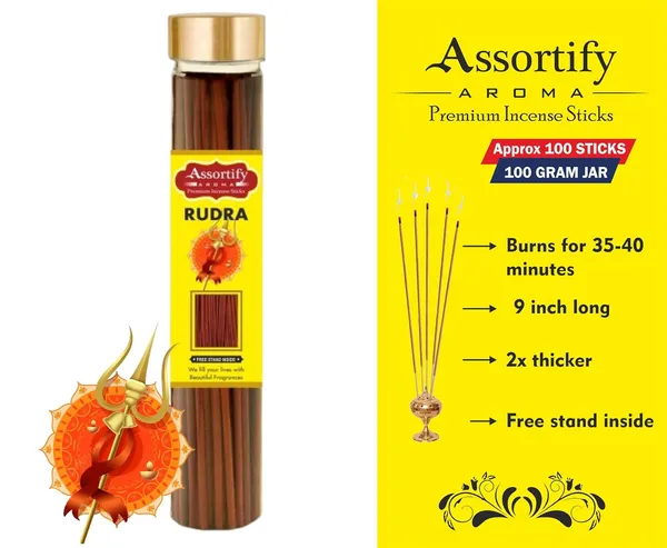 Rudra_Incense_Sticks_Boxnatural_Ingredients100Gm_Jar_Packagingaprrox_100_Sticks_Less_Smoke