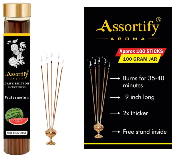 Watermelon_Incense_Sticks_Boxnatural_Ingredients100Gm_Jar_Packaging_Less_Smoke