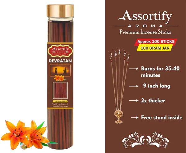 Devratna_Incense_Sticks_Boxnatural_Ingredients100Gm_Jar_Packaging_Less_Smoke