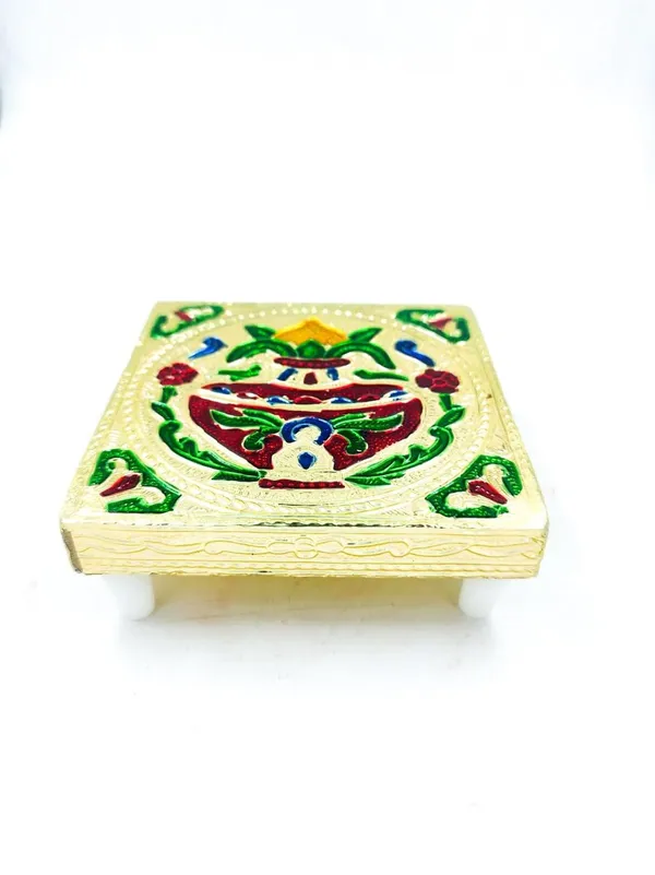 4X4_Wooden_Stand_Stool_Chowki_With_Exquisite_Meenakari_Painting_For_Placing_Statues,_Idols