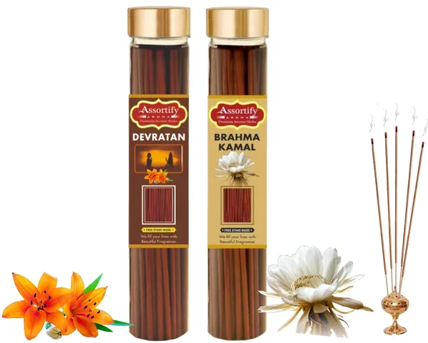 Devratna_+_Brama_Kamal_Incense_Stick_Jar_Pack_Of_Two_2X100Gm_Jar_Packagingless_Smoke