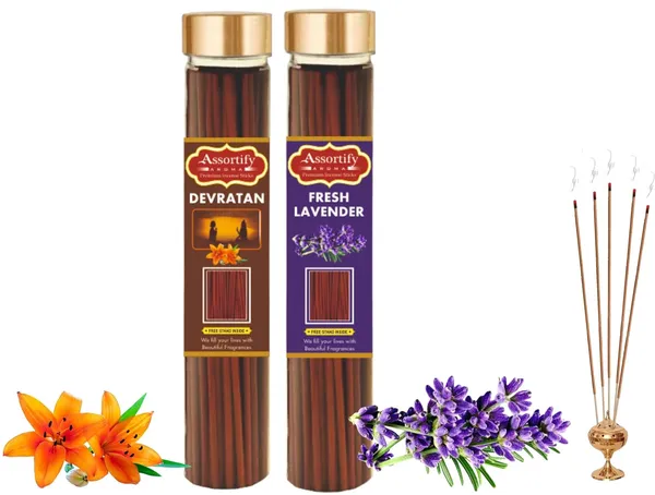 Devratna_+_Fresh_Lavender_Incense_Stick_Jar_Pack_Of_Two_2X100Gm_Jar_Packagingless_Smoke