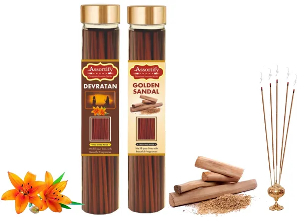 Devratna_+_Golden_Sandal_Incense_Stick_Pack_Of_Two_2X100Gm_Jar_Packagingless_Smoke