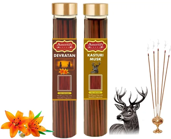 Devratna_+Kasturi_Musk_Incense_Stick_Jar_Pack_Of_Two_2X100Gm_Jar_Packagingless_Smoke