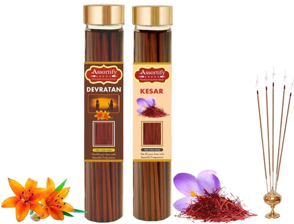 Devratna_+_Kesar_Incense_Stick_Jar_Pack_Of_Two_2X100Gm_Jar_Packagingless_Smoke