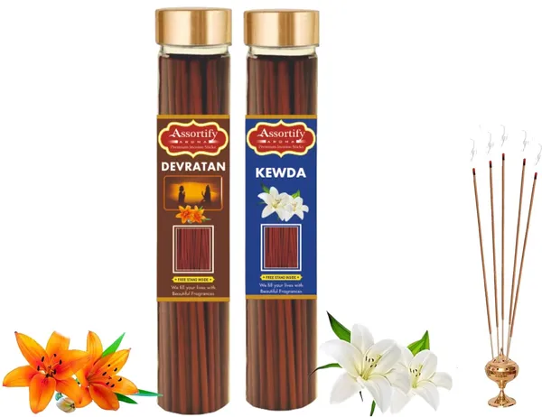 Devratna_+Kevda_Incense_Stipack_Of_Two_2X100Gm_Jar_Packagingless_Smoke