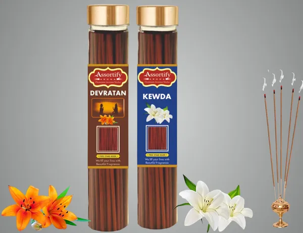 Devratna_+Kevda_Incense_Stipack_Of_Two_2X100Gm_Jar_Packagingless_Smoke