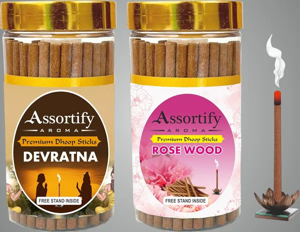 Devratna_+Rose_Wood_Incense_Stick_Jar_Spack_Of_Two_2X100Gm_Jar_Packagingless_Smoke