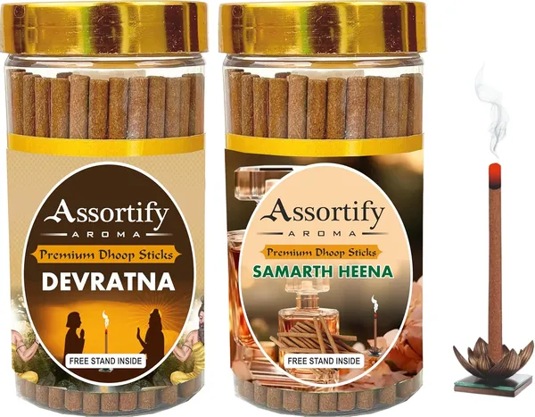 Devratna_+Samarth_Heena_Incense_Stick_Jar_Pack_Of_Two_2X100Gm_Jar_Packagingless_Smoke