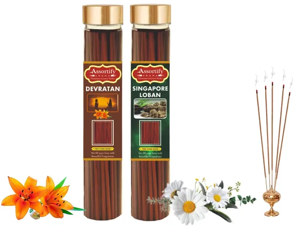 Devratna+_Singapore_Loban_Incense_Stick_Jar_Pack_Of_Two_2X100Gm_Jar_Packagingless_Smoke