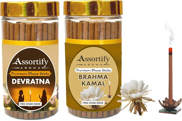 Devratna_+_Brama_Kamal_Dhoop_Sticks_Boxbambolesspack_Of_Two_2X100Gm_Jar_Packagingless_Smoke