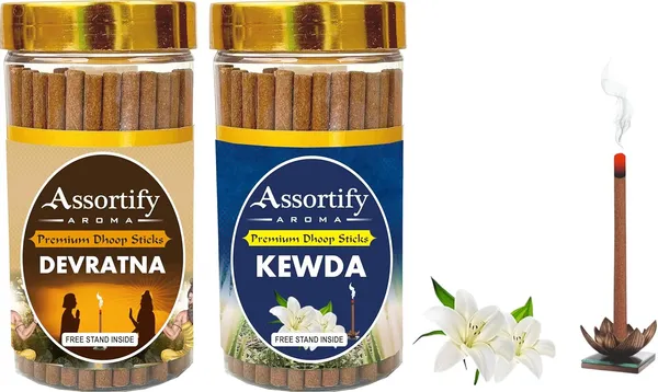 Devratna_+Kevda_Dhoop_Sticks_Boxbambolesspack_Of_Two_2X100Gm_Jar_Packagingless_Smoke
