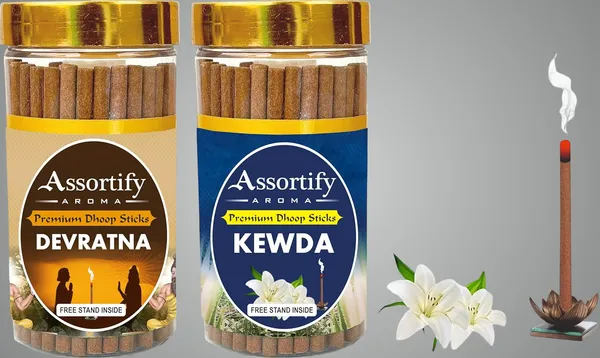 Devratna_+Kevda_Dhoop_Sticks_Boxbambolesspack_Of_Two_2X100Gm_Jar_Packagingless_Smoke
