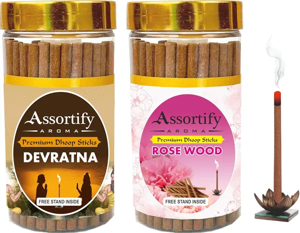 Devratna_+Rose_Wood_Dhoop_Sticks_Boxbambolesspack_Of_Two_2X100Gm_Jar_Packagingless_Smoke