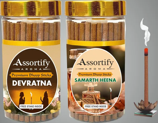 Combo_Of_Devratna_+Samarth_Heena_Dhoop_Sticks_Boxbambolesspack_Of_Two_2X100Gm_Jar_Packagingless_Smoke