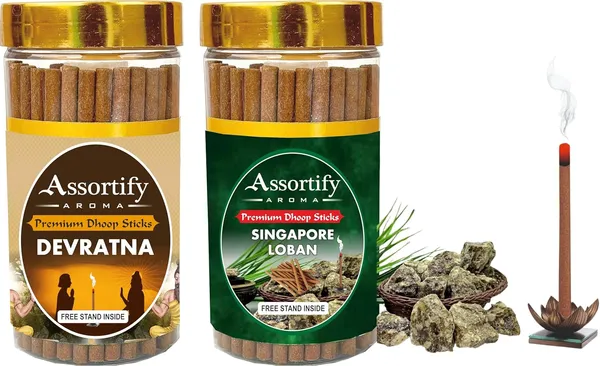 Devratna+_Singapore_Loban_Dhoop_Sticks_Boxbambolesspack_Of_Two_2X100Gm_Jar_Packagingless_Smoke