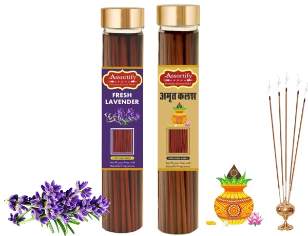 Fresh_Lavender_+_Amrat_Kalash_Incense_Stick_Jar_Pack_Of_Two_2X100Gm_Jar_Packagingless_Smoke