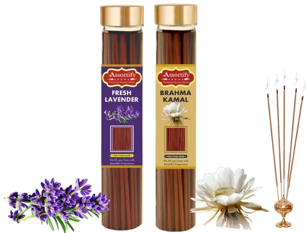 Fresh_Lavender_+_Brama_Kamal_Incense_Stick_Jar_Pack_Of_Two_2X100Gm_Jar_Packagingless_Smoke