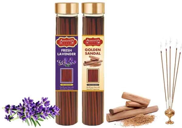 Fresh_Lavender_+_Golden_Sandal_Incense_Stick_Jar_Pack_Of_Two_2X100Gm_Jar_Packagingless_Smoke