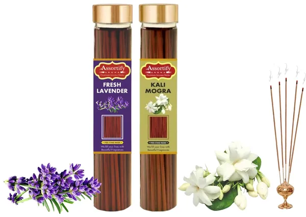 Fresh_Lavender_+_Kali_Mogra_Incense_Stick_Jar_Pack_Of_Two_2X100Gm_Jar_Packagingless_Smoke