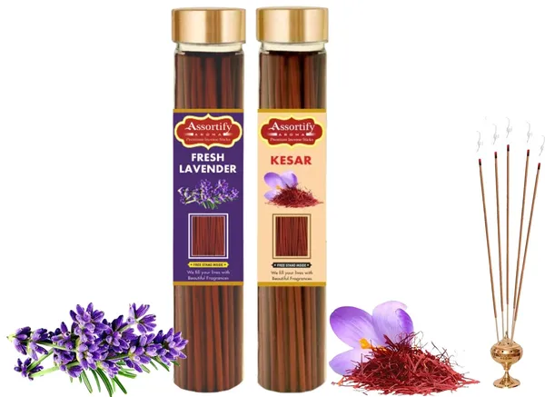 Fresh_Lavender_+_Kesar_Incense_Stick_Jar_Pack_Of_Two_2X100Gm_Jar_Packagingless_Smoke