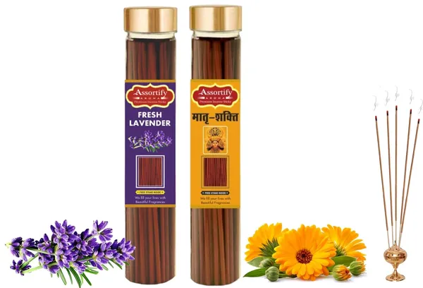 Fresh_Lavender_+_Maatra_Shakti_Incense_Stick_Jar_Pack_Of_Two_2X100Gm_Jar_Packagingless_Smoke
