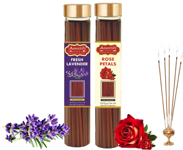 Fresh_Lavender_+_Rose_Petals_Incense_Stick_Jar_Pack_Of_Two_2X100Gm_Jar_Packagingless_Smoke