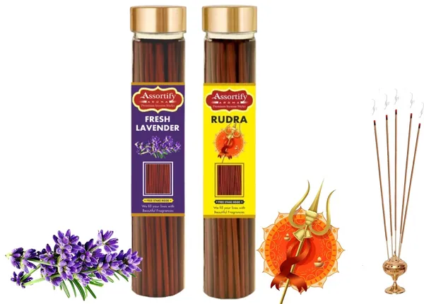Fresh_Lavender_+Rudra_Incense_Stick_Jar_Pack_Of_Two_2X100Gm_Jar_Packagingless_Smoke