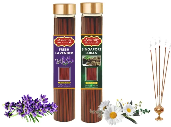 Fresh_Lavender+_Singapore_Loban_Incense_Stick_Jar_Pack_Of_Two_2X100Gm_Jar_Packagingless_Smoke
