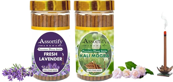 Fresh_Lavender_+_Kali_Mogra_Dhoop_Sticks_Boxbambolesspack_Of_Two_2X100Gm_Jar_Packagingless_Smoke