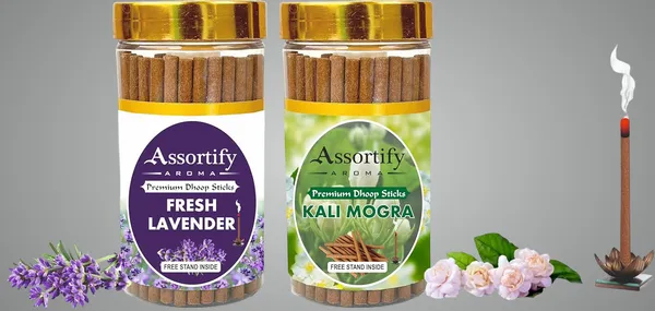 Fresh_Lavender_+_Kali_Mogra_Dhoop_Sticks_Boxbambolesspack_Of_Two_2X100Gm_Jar_Packagingless_Smoke