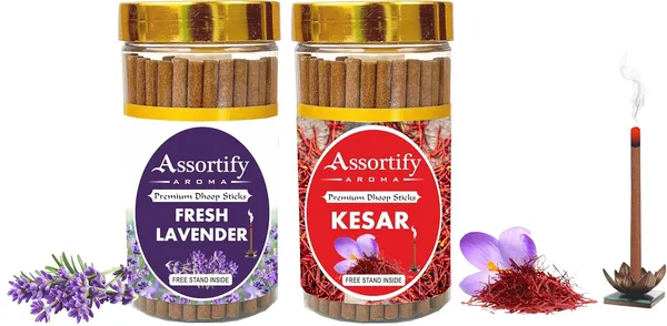 Fresh_Lavender_+_Kesar_Dhoop_Sticks_Boxbambolesspack_Of_Two_2X100Gm_Jar_Packagingless_Smoke