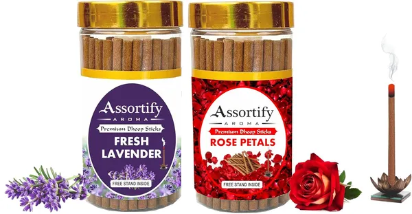 Combo_Of_Fresh_Lavender_+_Rose_Petals_Dhoop_Sticks_Boxbambolesspack_Of_Two_2X100Gm_Jar_Packagingless_Smoke