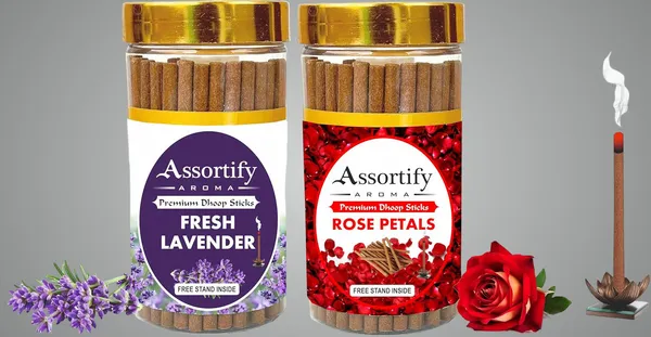Combo_Of_Fresh_Lavender_+_Rose_Petals_Dhoop_Sticks_Boxbambolesspack_Of_Two_2X100Gm_Jar_Packagingless_Smoke