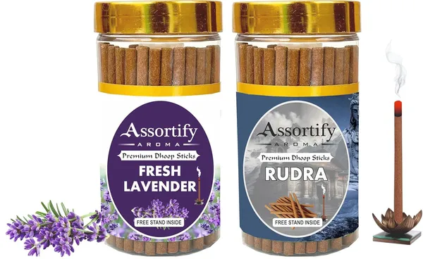 Fresh_Lavender_+Rudra_Dhoop_Sticks_Boxbambolesspack_Of_Two_2X100Gm_Jar_Packagingless_Smoke