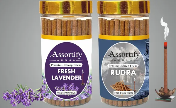 Fresh_Lavender_+Rudra_Dhoop_Sticks_Boxbambolesspack_Of_Two_2X100Gm_Jar_Packagingless_Smoke