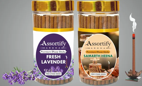 Fresh_Lavender_+Samarth_Heena_Dhoop_Sticks_Boxbambolesspack_Of_Two_2X100Gm_Jar_Packagingless_Smoke