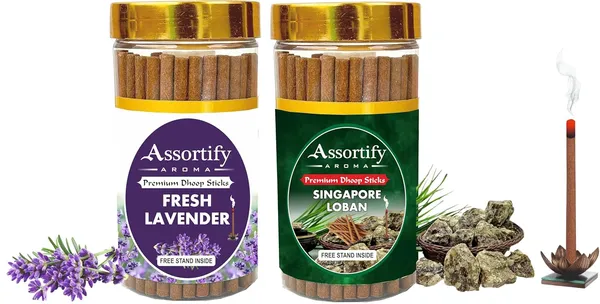 Fresh_Lavender+_Singapore_Loban_Dhoop_Sticks_Boxbambolesspack_Of_Two_2X100Gm_Jar_Packagingless_Smoke