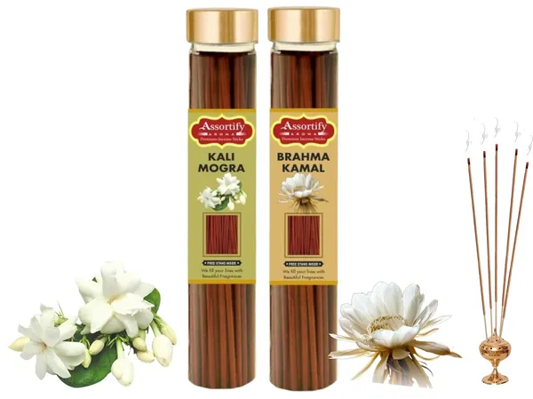 Kali_Mogra_+_Brama_Kamal_Incense_Stick_Jar_Pack_Of_Two_2X100Gm_Jar_Packagingless_Smoke