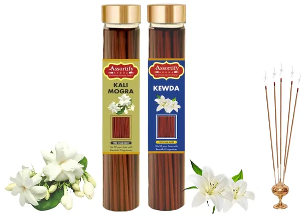 Kali_Mogra_+_Kevda_Incense_Stick_Jar_Pack_Of_Two_2X100Gm_Jar_Packagingless_Smoke