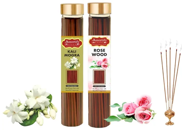 Kali_Mogra_+Rose_Wood_Incense_Stick_Jar_Pack_Of_Two_2X100Gm_Jar_Packagingless_Smoke