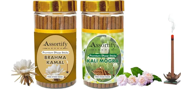 Combo_Of_Kali_Mogra_+_Brama_Kamal_Dhoop_Sticks_Boxbambolesspack_Of_Two_2X100Gm_Jar_Packagingless_Smoke