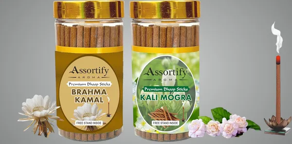 Combo_Of_Kali_Mogra_+_Brama_Kamal_Dhoop_Sticks_Boxbambolesspack_Of_Two_2X100Gm_Jar_Packagingless_Smoke