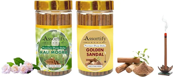 Kali_Mogra_+_Golden_Sandel_Dhoop_Sticks_Boxbambolesspack_Of_Two_2X100Gm_Jar_Packagingless_Smoke