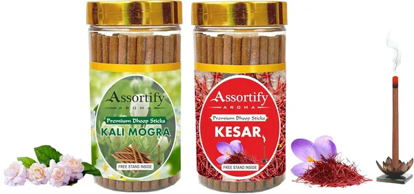 Kali_Mogra_+_Kesar_Dhoop_Sticks_Boxbambolesspack_Of_Two_2X100Gm_Jar_Packagingless_Smoke