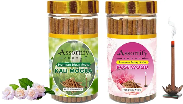 Kali_Mogra_+Rose_Wood_Dhoop_Sticks_Boxbambolesspack_Of_Two_2X100Gm_Jar_Packagingless_Smoke