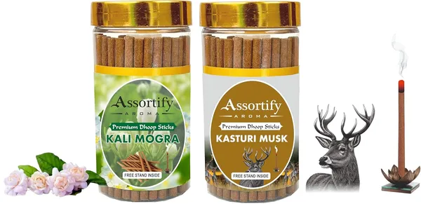 Kali_Mogra_+_Kasturi_Musk_Dhoop_Sticks_Boxbambolesspack_Of_Two_2X100Gm_Jar_Packagingless_Smoke